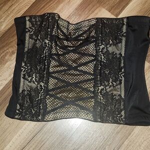 MAIDENFORM Shapewear Instant Slimmer Corset Top Black Lace Size Medium